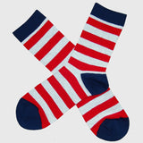 Bassin and Brown Red, White and Navy Hooped Striped Socks