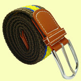 Bassin and Brown Horizontal Stripe Woven Elasticated Belt - Green, Yellow and Blue