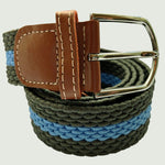 Bassin and Brown Horizontal Stripe Woven Elasticated Belt - Green and Blue