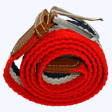 Bassin and Brown Horizontal Stripe Woven Elasticated Belt - Red, White and Navy