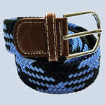 Bassin And Brown Jagged Stripe Woven Belt - French Blue and Black