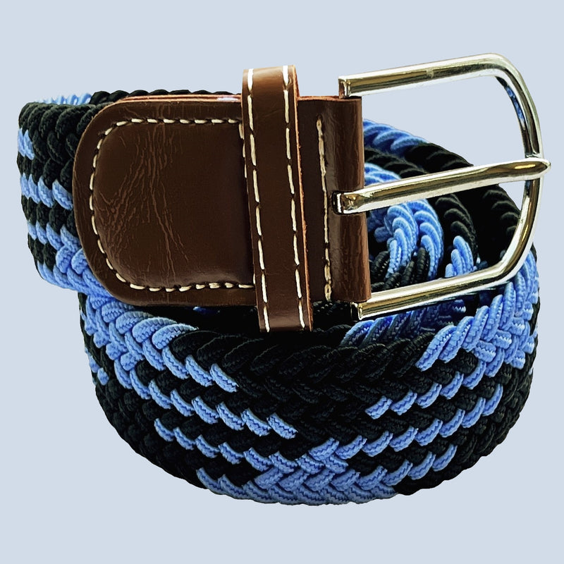 Bassin And Brown Jagged Stripe Woven Belt - French Blue and Black