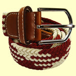 Bassin And Brown Jagged Stripe Woven Elasticated Belt - Wine and Beige