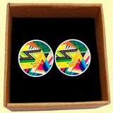 Bassin and Brown Multi Coloured Jagged Stripe Cufflinks