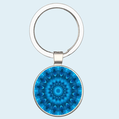 Bassin and Brown Kaleidoscope Flower Keyring - Blue