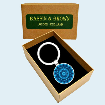 Bassin and Brown Kaleidoscope Flower Keyring - Blue
