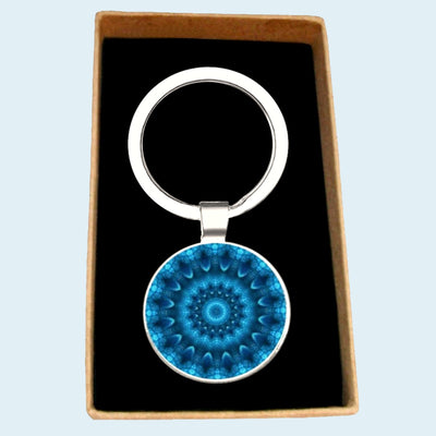 Bassin and Brown Kaleidoscope Flower Keyring - Blue
