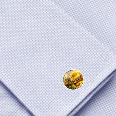Bassin and Brown Leopard Family Cufflinks - Yellow and Green
