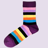 Bassin and Brown Multi Coloured Stripe Socks - Black, Orange, Yellow, Pink, Navy, Lilac and Purple