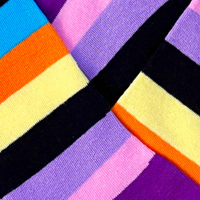 Bassin and Brown Multi Coloured Stripe Socks - Black, Orange, Yellow, Pink, Navy, Lilac and Purple