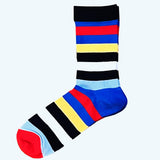 Bassin and Brown Multi Coloured Stripe Socks - Red, White, Black, Yellow, Blue and Light Blue