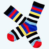 Bassin and Brown Multi Coloured Stripe Socks - Red, White, Black, Yellow, Blue and Light Blue