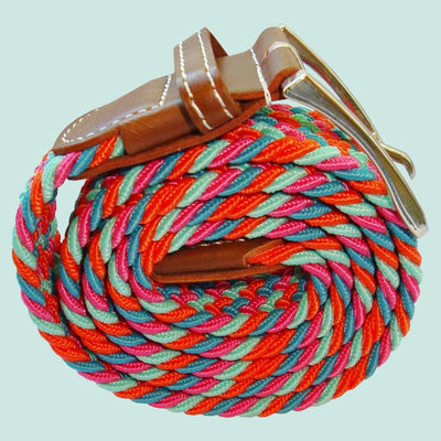 Bassin And Brown Multi Colour Woven Elasticated Belt -Red, Pink, Green And Blue