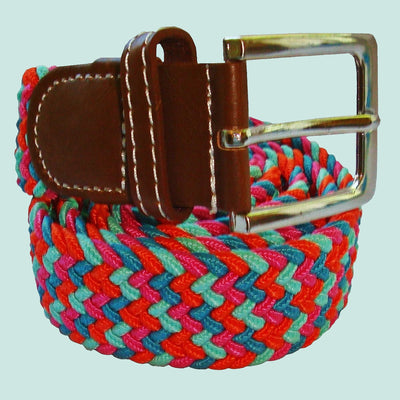 Bassin And Brown Multi Colour Woven Elasticated Belt -Red, Pink, Green And Blue