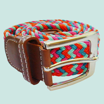 Bassin And Brown Multi Colour Woven Elasticated Belt -Red, Pink, Green And Blue