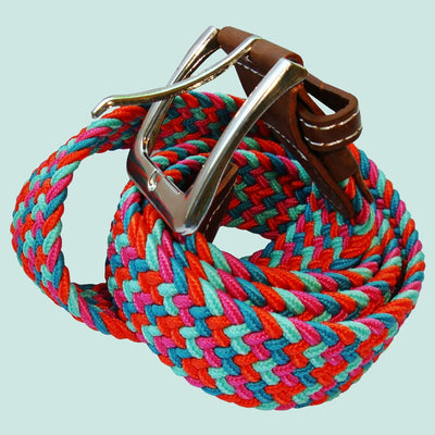 Bassin And Brown Multi Colour Woven Elasticated Belt -Red, Pink, Green And Blue