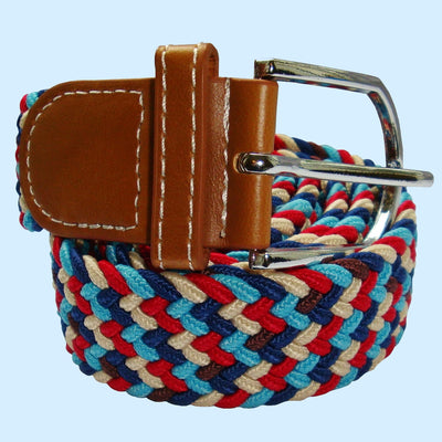 Bassin And Brown Multi Coloured Woven Elasticated Belt -  Blue, Red, Beige and Navy