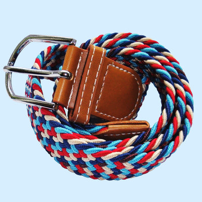 Bassin And Brown Multi Coloured Woven Elasticated Belt -  Blue, Red, Beige and Navy