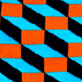 Opitical Check Blue, Orange and Black Cotton Socks