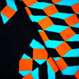 Opitical Check Blue, Orange and Black Cotton Socks