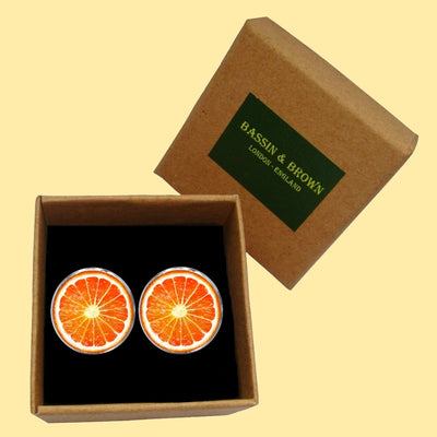 Bassin And Brown Sliced Orange Fruit Cufflinks