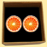 Bassin And Brown Sliced Orange Fruit Cufflinks