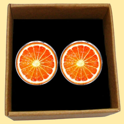 Bassin And Brown Sliced Orange Fruit Cufflinks