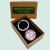 Bassin and Brown Paisley Keyring - Blue and Pink