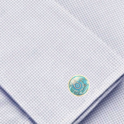 Bassin and Brown Paisley Cufflinks - Aqua Blue