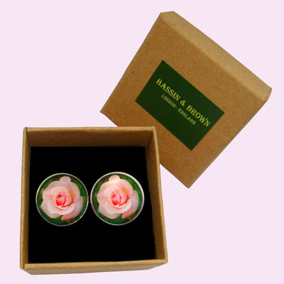 Bassin and Brown Pink Rose Cufflinks