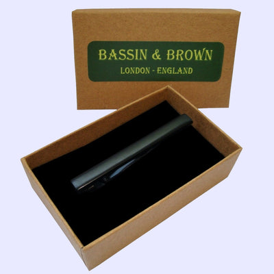 Bassin and Brown Plain Black Metal Bar Tie Clip