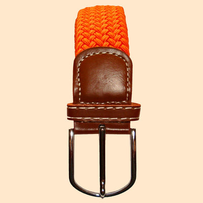 Bassin And Brown Plain Woven Elasticated  Belt - Orange