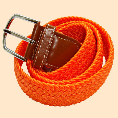 Bassin And Brown Plain Woven Elasticated  Belt - Orange