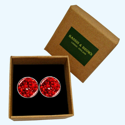 Bassin and Brown Pomegranite Fruit Cufflinks - Red