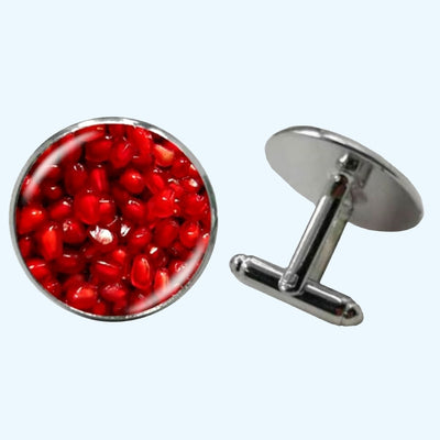 Bassin and Brown Pomegranite Fruit Cufflinks - Red