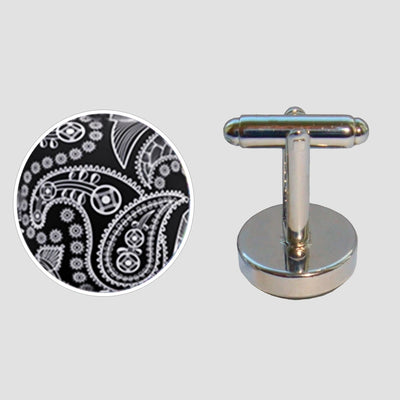 Bassin and Brown Paisley Cufflinks - Black and White