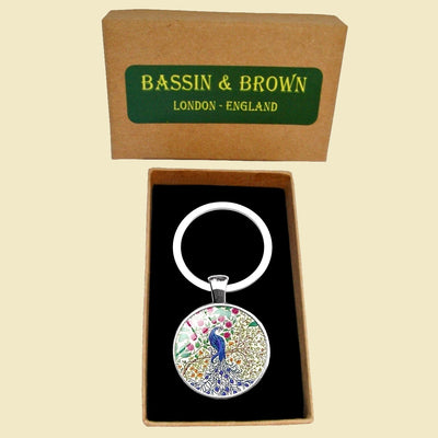 Peacock Tree Keyring - Beige, Blue, Green and Red