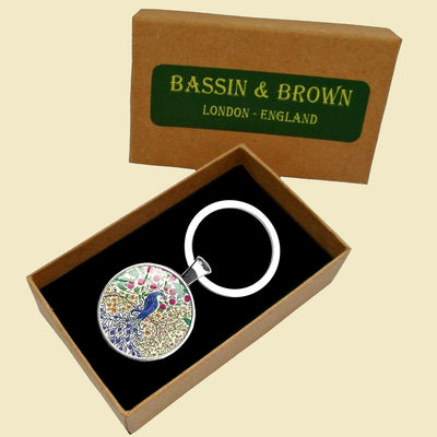 Peacock Tree Keyring - Beige, Blue, Green and Red