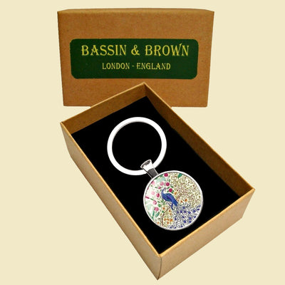 Peacock Tree Keyring - Beige, Blue, Green and Red