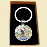 Peacock Tree Keyring - Beige, Blue, Green and Red