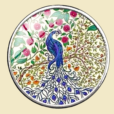 Peacock Tree Keyring - Beige, Blue, Green and Red