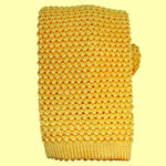 Bassin and Brown Plain Knitted Silk Tie - Yellow
