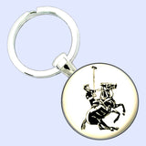 Bassin And Brown Polo Player Keyring - White and Black