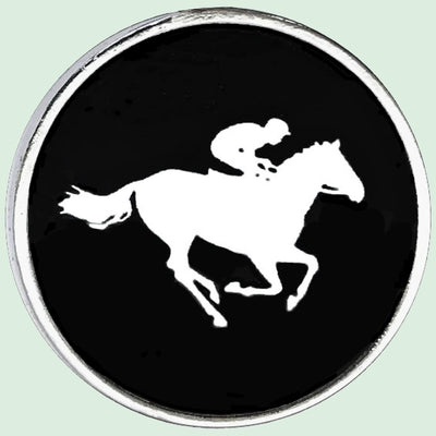 Bassin And Brown Horse Racing Keyring - Black and White