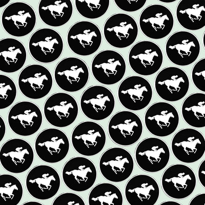 Bassin And Brown Horse Racing Keyring - Black and White