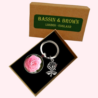 Bassin and Brown Pink Rose Keyring