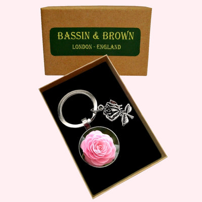 Bassin and Brown Pink Rose Keyring
