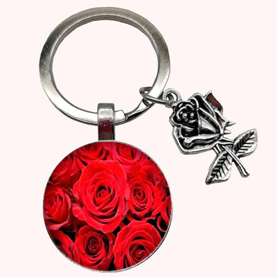 Bassin and Brown Red Roses Keyring