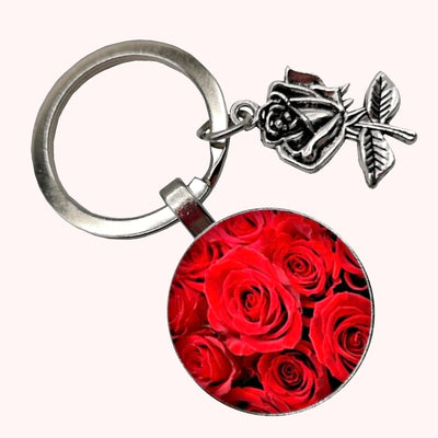 Bassin and Brown Red Roses Keyring