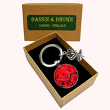 Bassin and Brown Red Roses Keyring